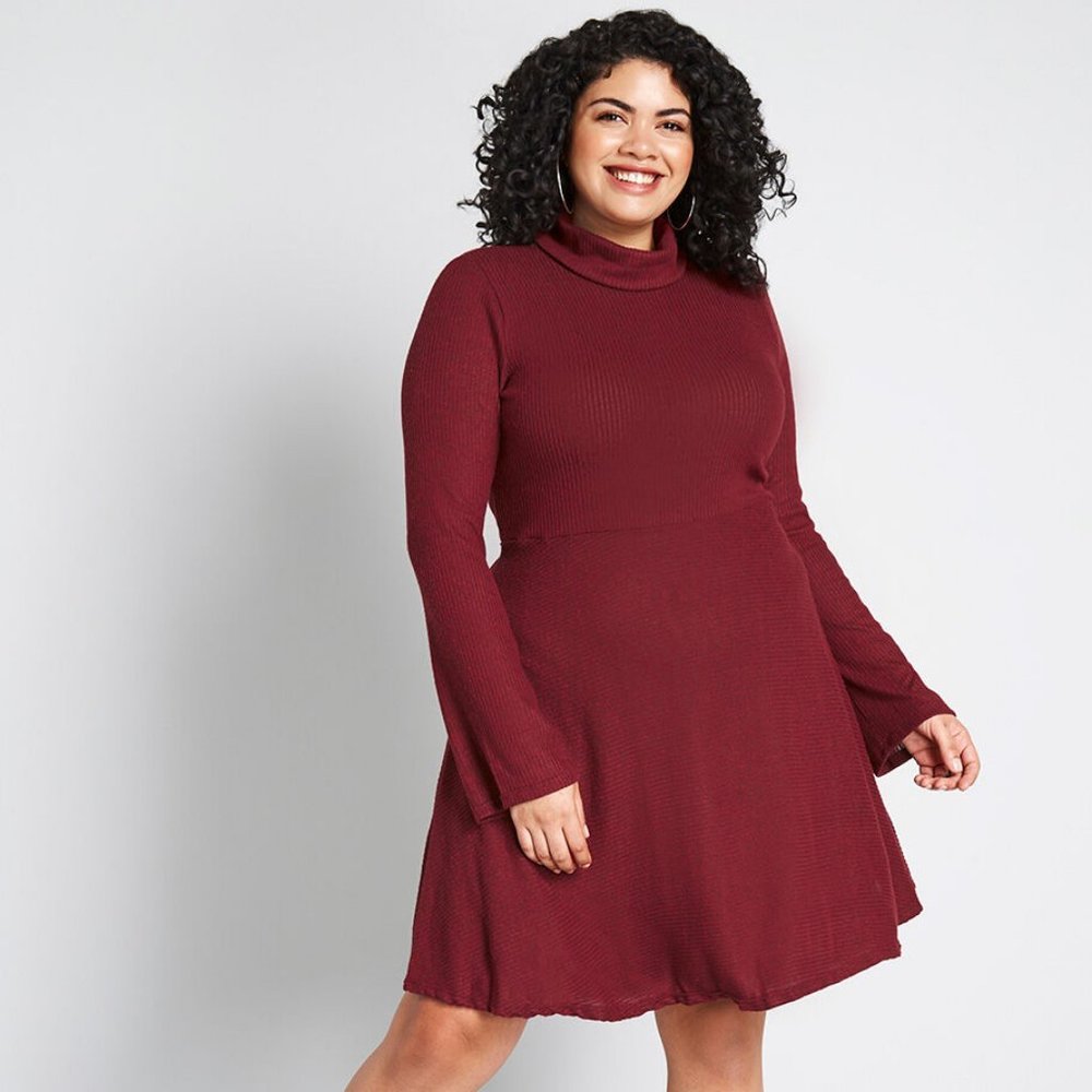 Modcloth Idyllic Arrangement Sweater Dress in Red